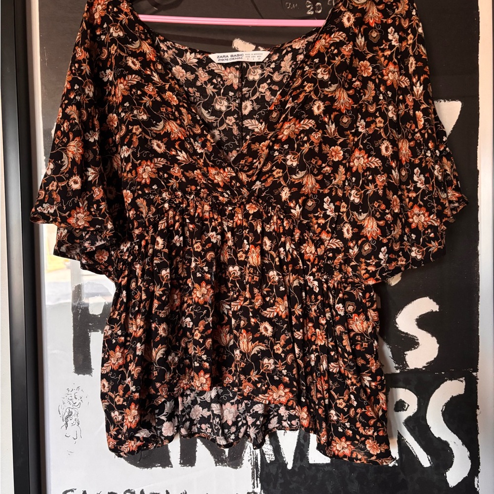 Zara Péplum Floral Blouse